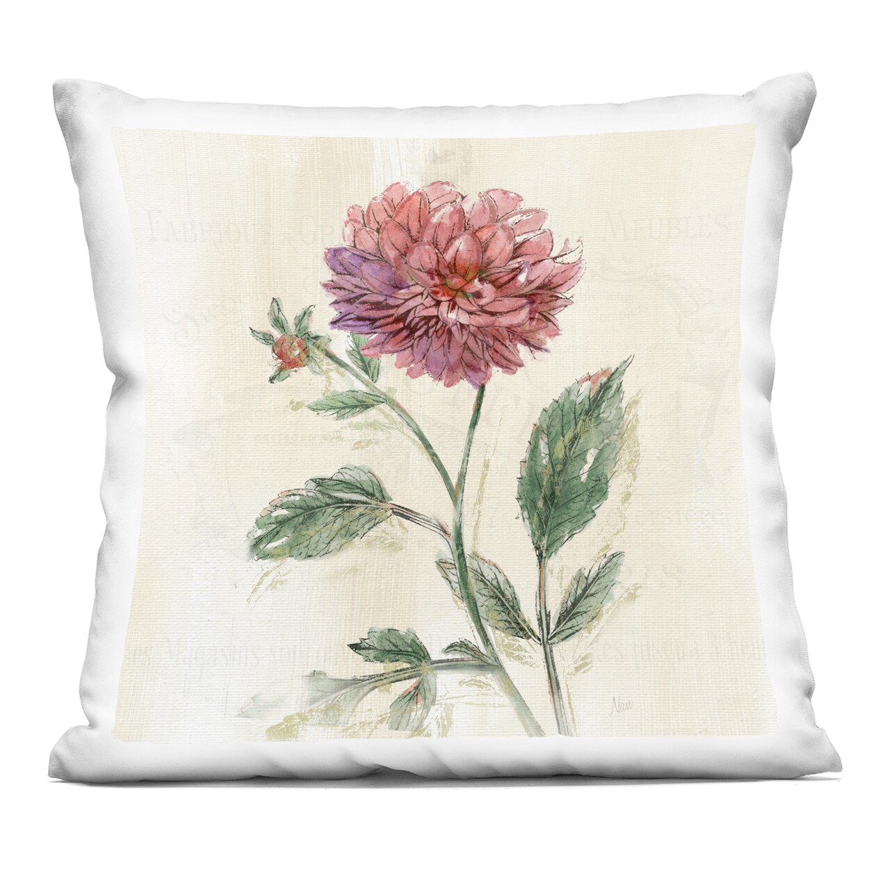 Stupell Industries Pink Traditional Dahlia Bulb Decorative Printed Pillow design by Nan, 18 x 7 x 18